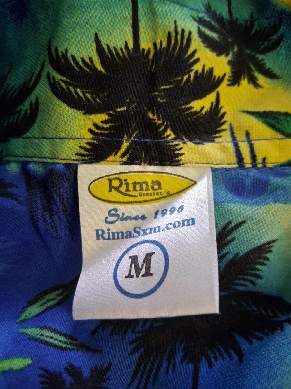 Caribbean Blue, Yellow and Green Tropical Print Short-Sleeve Shirt